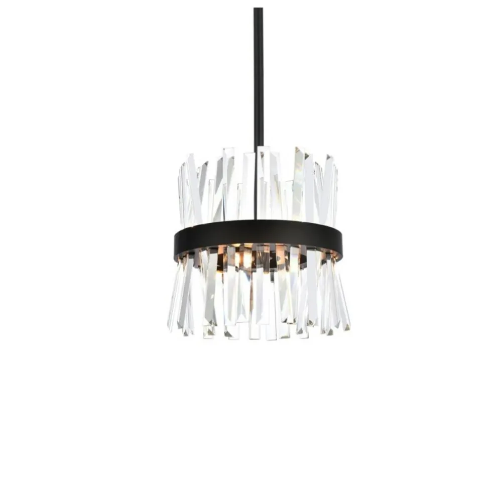Serephina 12 inch crystal round pendant light in black