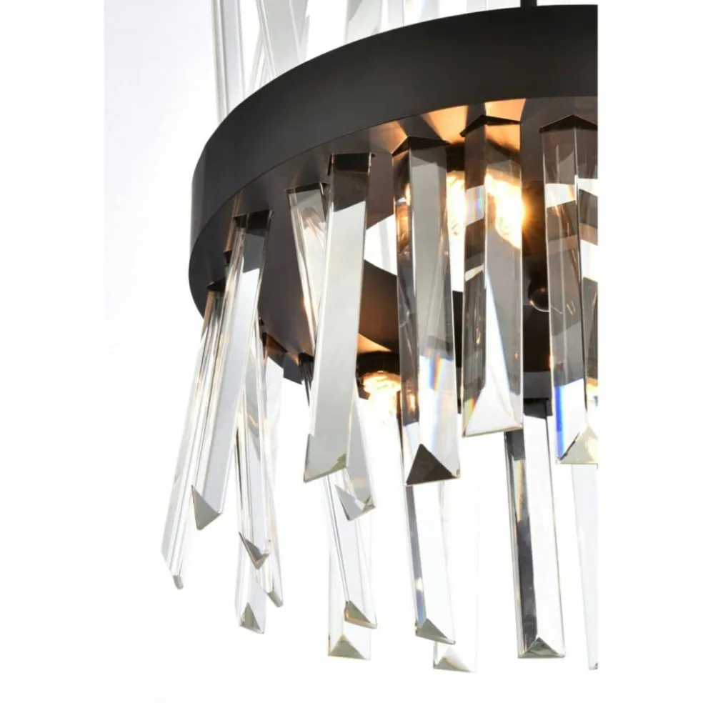 Serephina 12 inch crystal round pendant light in black