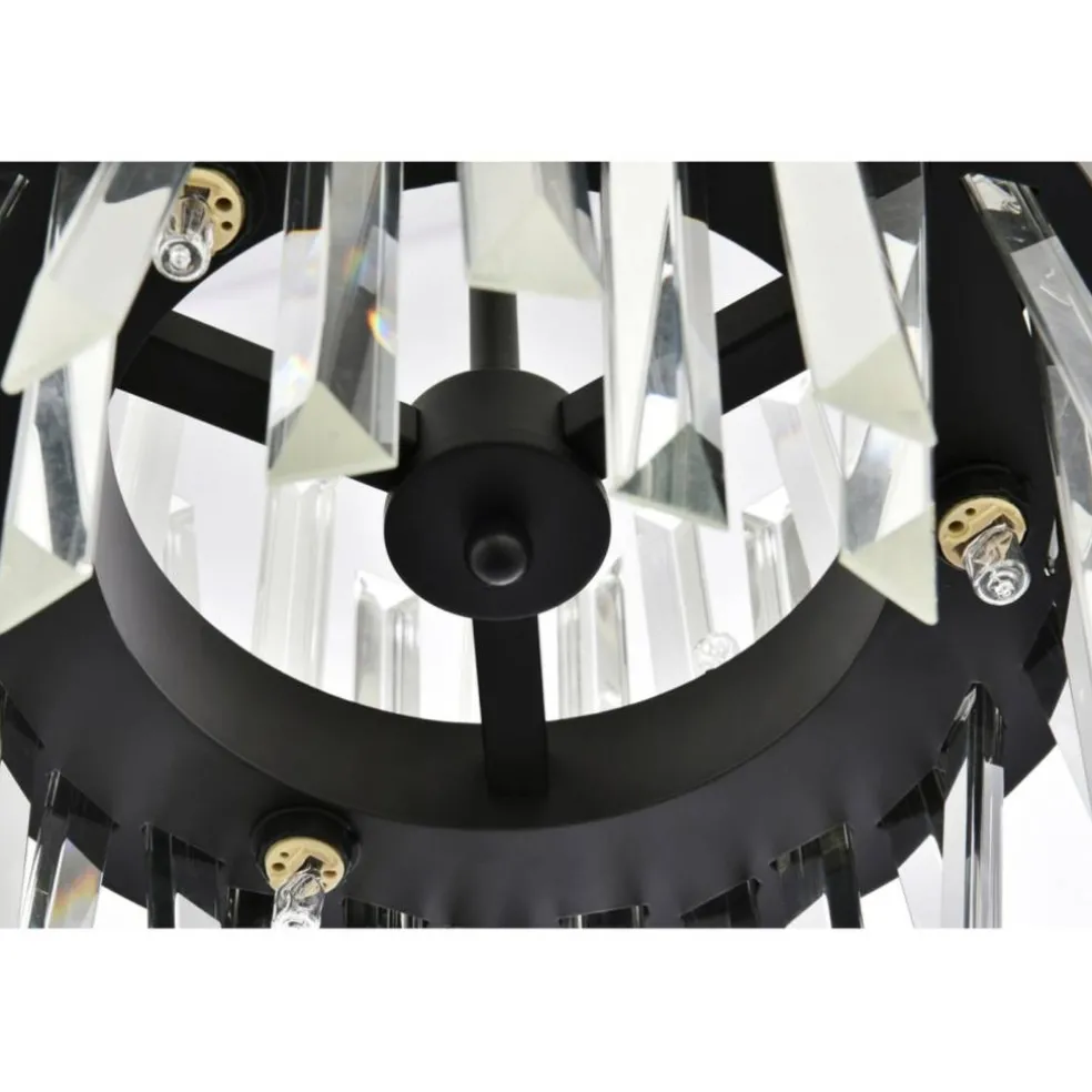 Serephina 12 inch crystal round pendant light in black