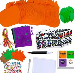 36-Set DIY Foam Pumpkin Craft Kits – Halloween Jack-O’-Lantern Stickers, Glitter Foam Shapes & Maple Leaf Decorations for Kids Party Favors, Classroom Activities & Fall Holiday Crafts