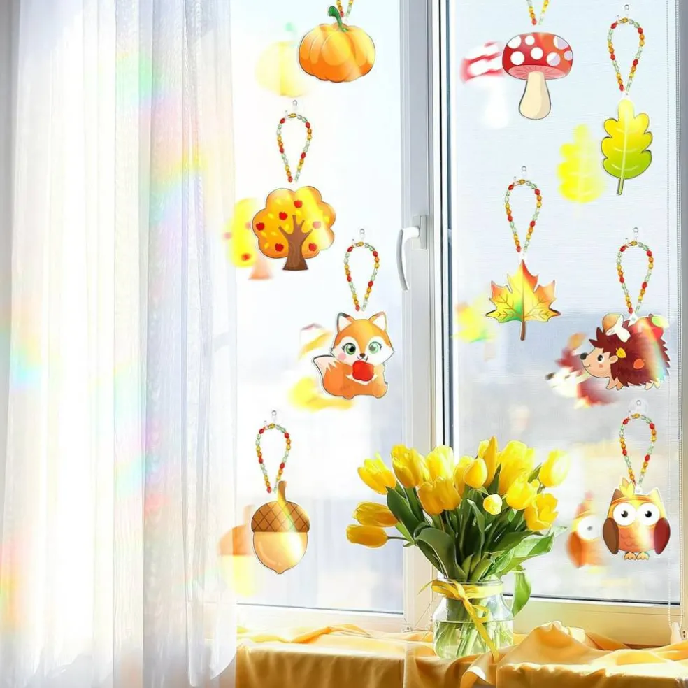 30 Set Fall Craft Kits Thanksgiving Suncatchers Kits (multi colors)