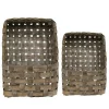 Set of 2 Aged Tobacco Wall Pocket Baskets Rustic Wood Wall Storage Organizer