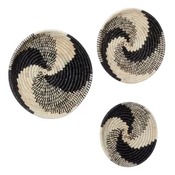 Set of 3 Black Wood Boho Style Wall Decor 20