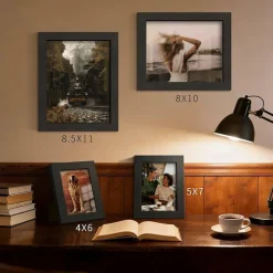 Set of 4 Black 5x7 Picture Frames, Wooden Photo Frames with Tempered Glass for Wall or Tabletop Display, Horizontal Vertical 7x5 Frames for Home Decor & Art Prints