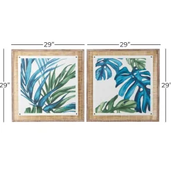 Set of 2 Blue Sea Grass Eclectic Botanical Wall Decor, 29