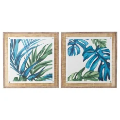 Set of 2 Blue Sea Grass Eclectic Botanical Wall Decor, 29