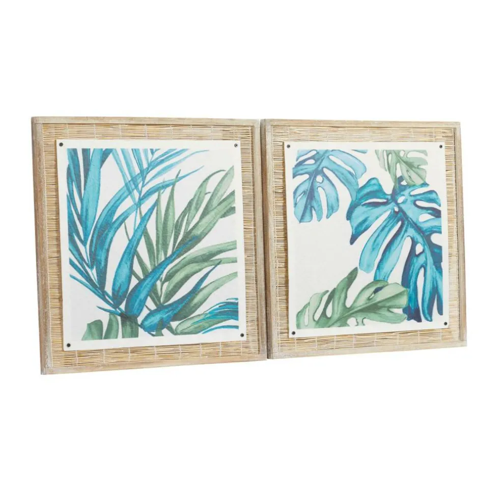 Set of 2 Blue Sea Grass Eclectic Botanical Wall Decor, 29" x 29"