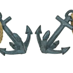 Set of 2 Cast Iron Ship Anchor Bookends Nautical Home Decor Sculptures