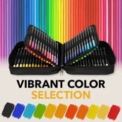Set of 72 Colored Pencils with Soft core for Artists, Professionals and Adult colorists, Sturdy Zipper case for Easy Carrying