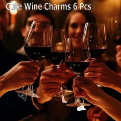 Set of 6 Cute Wine Glass Charms