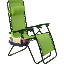 Set of 2 Folding Zero Gravity Recliner Chairs with Cup Holder Tray and Headrest for Patio or Lawn