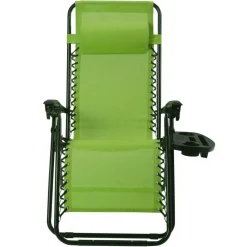 Set of 2 Folding Zero Gravity Recliner Chairs with Cup Holder Tray and Headrest for Patio or Lawn