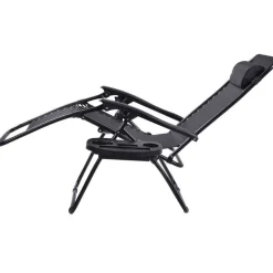 Set of 2 Folding Zero Gravity Recliner Chairs with Cup Holder Tray and Headrest for Patio or Lawn
