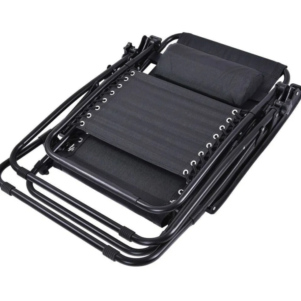 Set of 2 Folding Zero Gravity Recliner Chairs with Cup Holder Tray and Headrest for Patio or Lawn