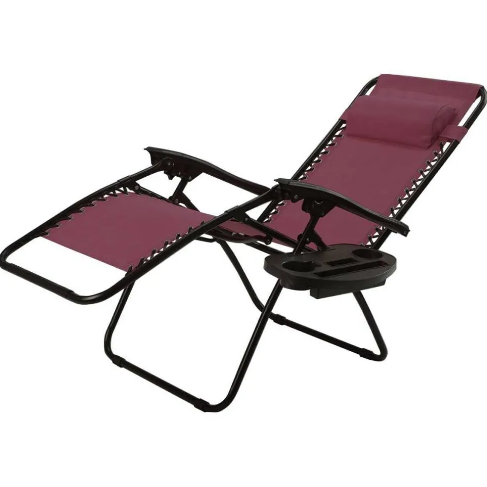 Set of 2 Folding Zero Gravity Recliner Chairs with Cup Holder Tray and Headrest for Patio or Lawn