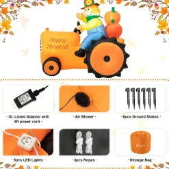 Set of 2 7ft Fall Lighted Inflatable Tractor Decor