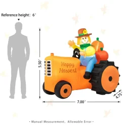 Set of 2 7ft Fall Lighted Inflatable Tractor Decor