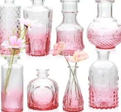 Set of 8 Glass Bud Vases Mini Flower Vases for Home Office Wedding Decor
