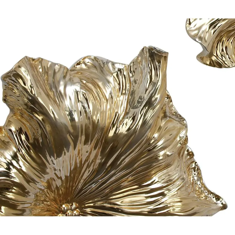 Set of 3 Gold Polystone Eclectic Floral Wall Decor, 17", 19", 26"
