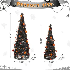 Set of 4 Halloween Eucalyptus With Bats Pumpkin Cones Tree