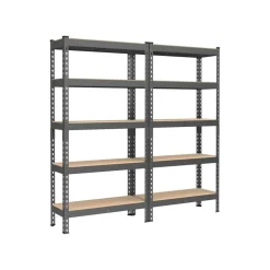 Set of 2 Heavy Duty Garage Shelving Unit Steel 5 Tier Storage Rack Adjustable Shelves MDF Panels 386 lb Per Shelf for Garage Warehouse