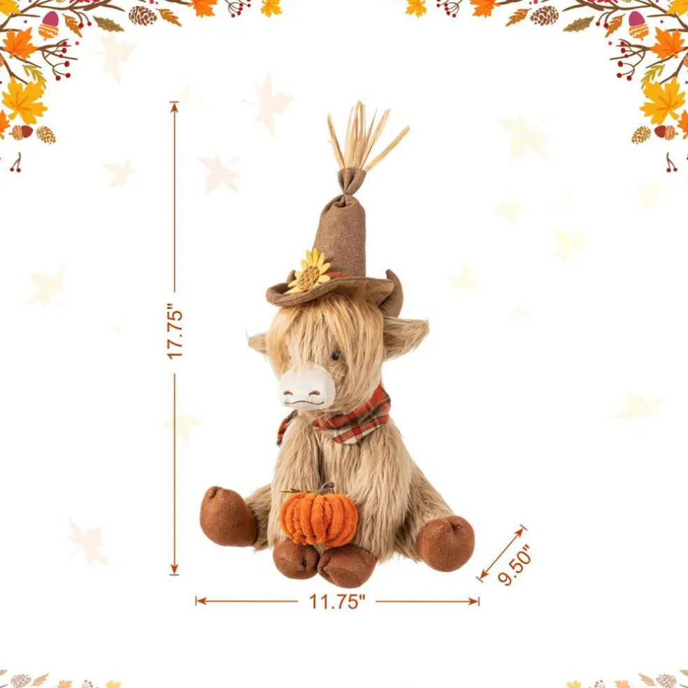 Set of 2 17.75"H Fall Highland Cow Shelf Sitter