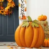 Set of 2 37.5"H Fall Oversized Metal Pumpkin Yard Stake or Wall Décor or Standing Decor