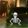 Set of 2 35.75"H Halloween Lighted Metal Ground Breaking Skeleton Yard Stake w/Timer