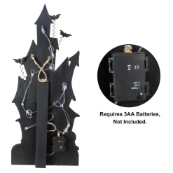 Set of 2 30"H Halloween Lighted Wooden Haunted House Porch Decor w/Timer