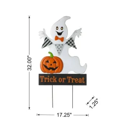 Set of 2 32"H Halloween Metal Yard Stake Standing Decor Hanging Decor Three Function