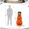 Set of 2 48"H Lighted Halloween 3D ExtendableFabric Jack-O-Lantern Outdoor Décor 120 Warm White LED Lights