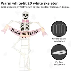 Set of 2 86.25"H Lighted Halloween 2D Pink Skeleton Outdoor Décor with 220 warm White LED Lights