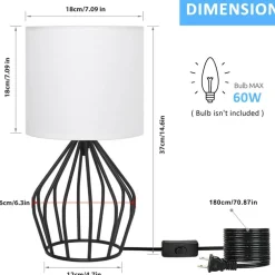 Set of 2 Industrial Open Cage Table Lamps, 14.6
