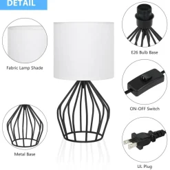 Set of 2 Industrial Open Cage Table Lamps, 14.6