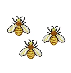 Set of 3, Mini Hornet, Yellow Jacket, Bee, Embroidered Iron on Patch