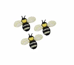 Set of 3, Mini Yellow Bumble Bee, Embroidered, Iron on Patch