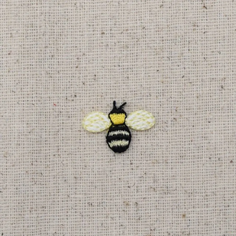 Set of 3, Mini Yellow Bumble Bee, Embroidered, Iron on Patch