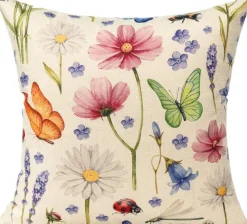 Set of 4 Outdoor Patio Throw Pillow Covers 18x18 Inch, Spring Summer Floral Butterfly Cushion Covers, Farmhouse Garden Decorative Pillow Cases for Porch, Bench, Sofa, Couch & Patio Furniture