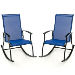 Set of 2 Outdoor Rocking Chairs with Breathable Backrest Design