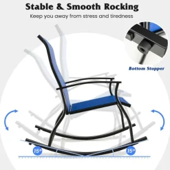 Set of 2 Outdoor Rocking Chairs with Breathable Backrest Design