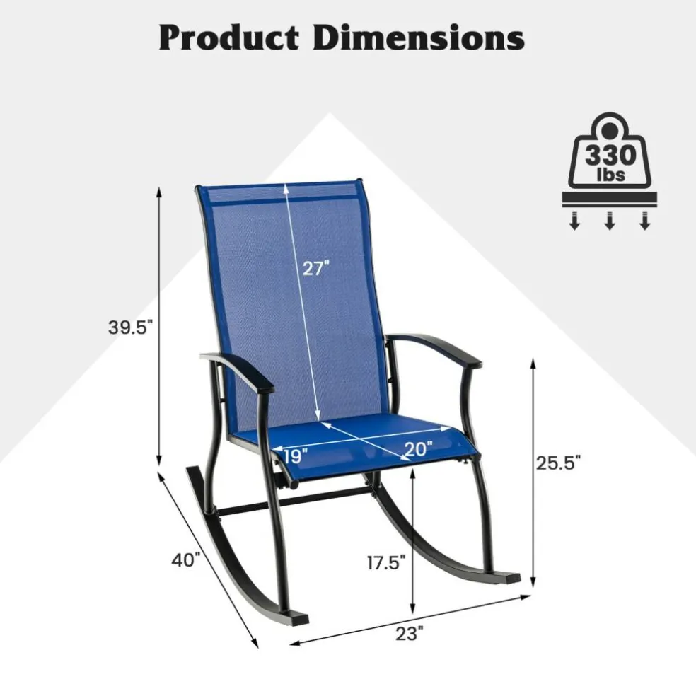Set of 2 Outdoor Rocking Chairs with Breathable Backrest Design