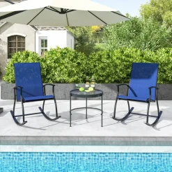 Set of 2 Outdoor Rocking Chairs with Breathable Backrest Design