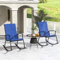 Set of 2 Outdoor Rocking Chairs with Breathable Backrest Design