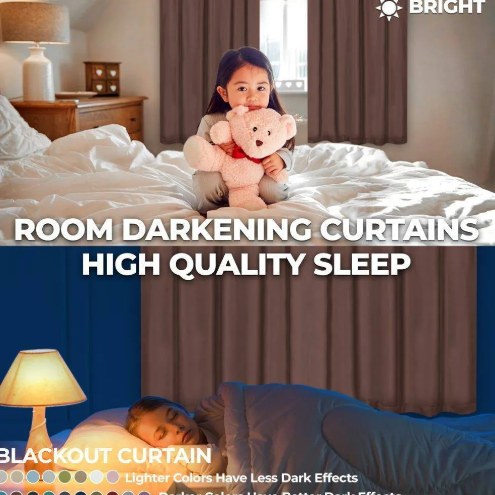 Set of 2 Panel Blackout Curtains Set, Durable Polyester Window Drapes with Thermal Insulation and Noise Reducing Features