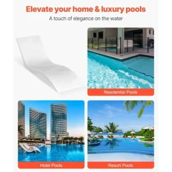 Set of 2 Pool Lounge Chairs, Floating Chaise Loungers for Pools & Sun Decks