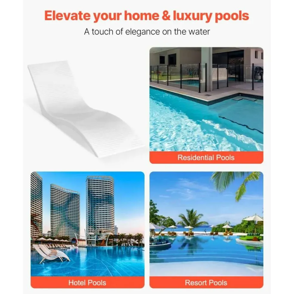 Set of 2 Pool Lounge Chairs, Floating Chaise Loungers for Pools & Sun Decks