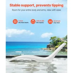 Set of 2 Pool Lounge Chairs, Floating Chaise Loungers for Pools & Sun Decks