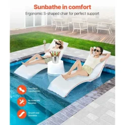 Set of 2 Pool Lounge Chairs, Floating Chaise Loungers for Pools & Sun Decks