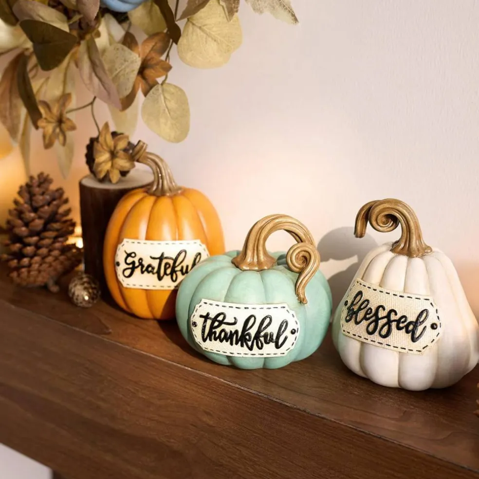 Set of 3 Resin Fall Pumpkins