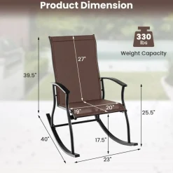 Set of 2 Rocking Chairs for Patio with Comfortable Backrest and Anti-Slip Pads